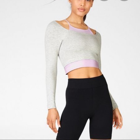Fabletics Tops - Fabletics Long Sleeves Crop Top with Sports Bra